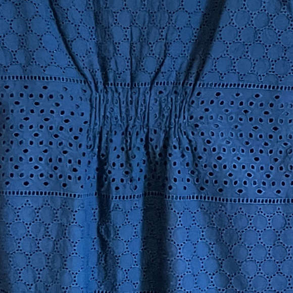 Banana Republic Navy Blue Cotton Eyelet Dress Sz. 14 fits like a 12 - Picture 2 of 13